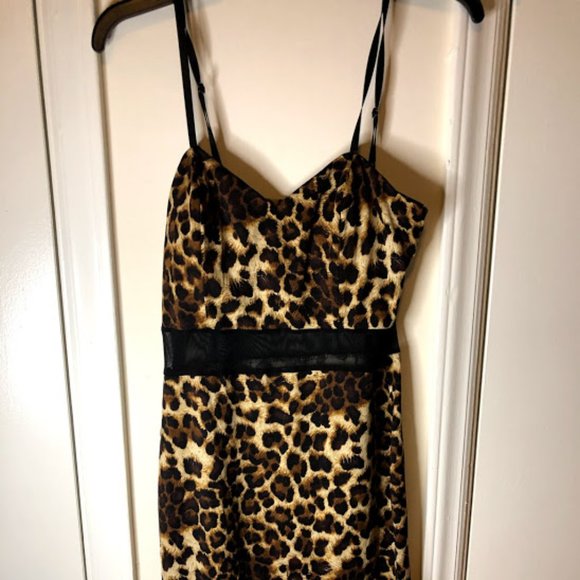 Body Central Dresses & Skirts - Leopard Midi Mesh Dress Large